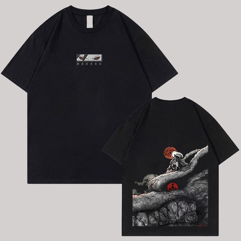 Retro Uchiha Madara X Naruto Anime Printed Men's Oversized T-shirts