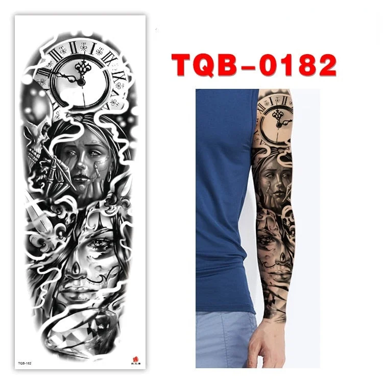 Full Arm Series Temporary Tattoo Full Arm Tattoo Sticker Lasting Waterproof Sweat Flower Arm Full Arm Tattoo Big Picture Sticker