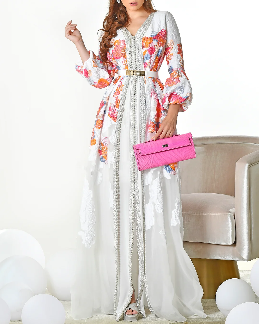 Multicolor Floral Embroidered Dress
