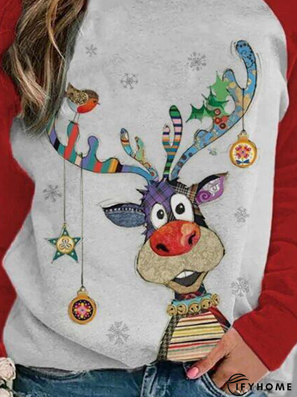 Casual Long Sleeve Animal Cotton-Blend Sweatshirt | IFYHOME