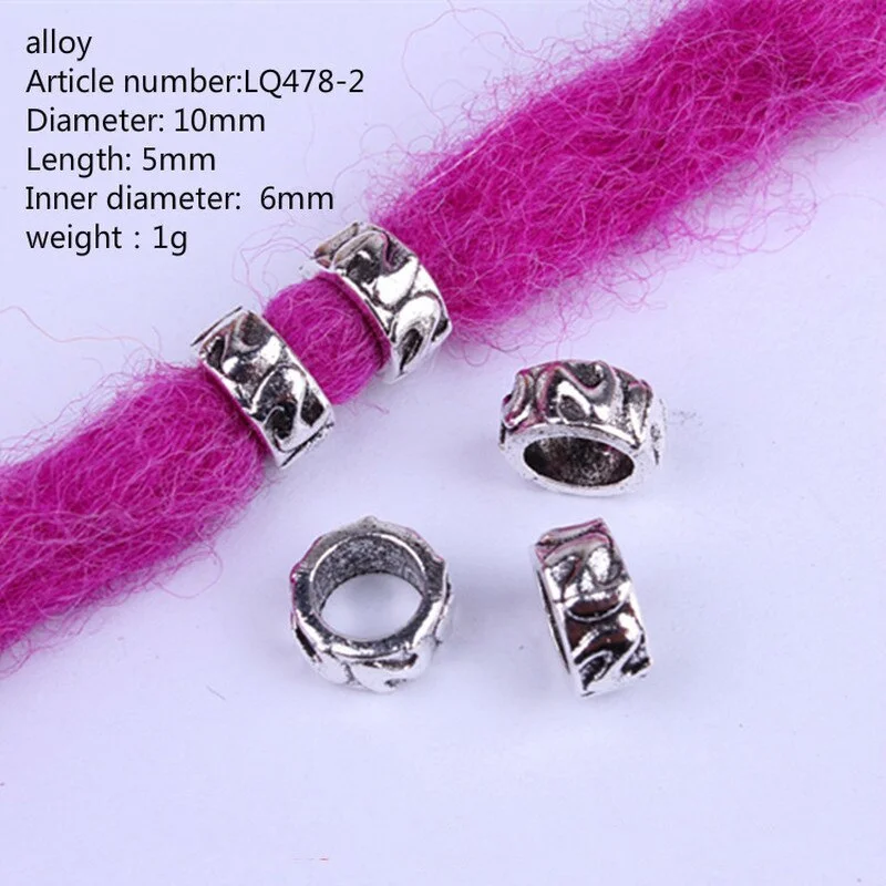 5 Pcs/set Viking Beads 14 Kind Silver Beads for Braiding Dreadlock Hair Decor Cuff Clip Beaded Hair Scrunchies Tibet Bead Tube