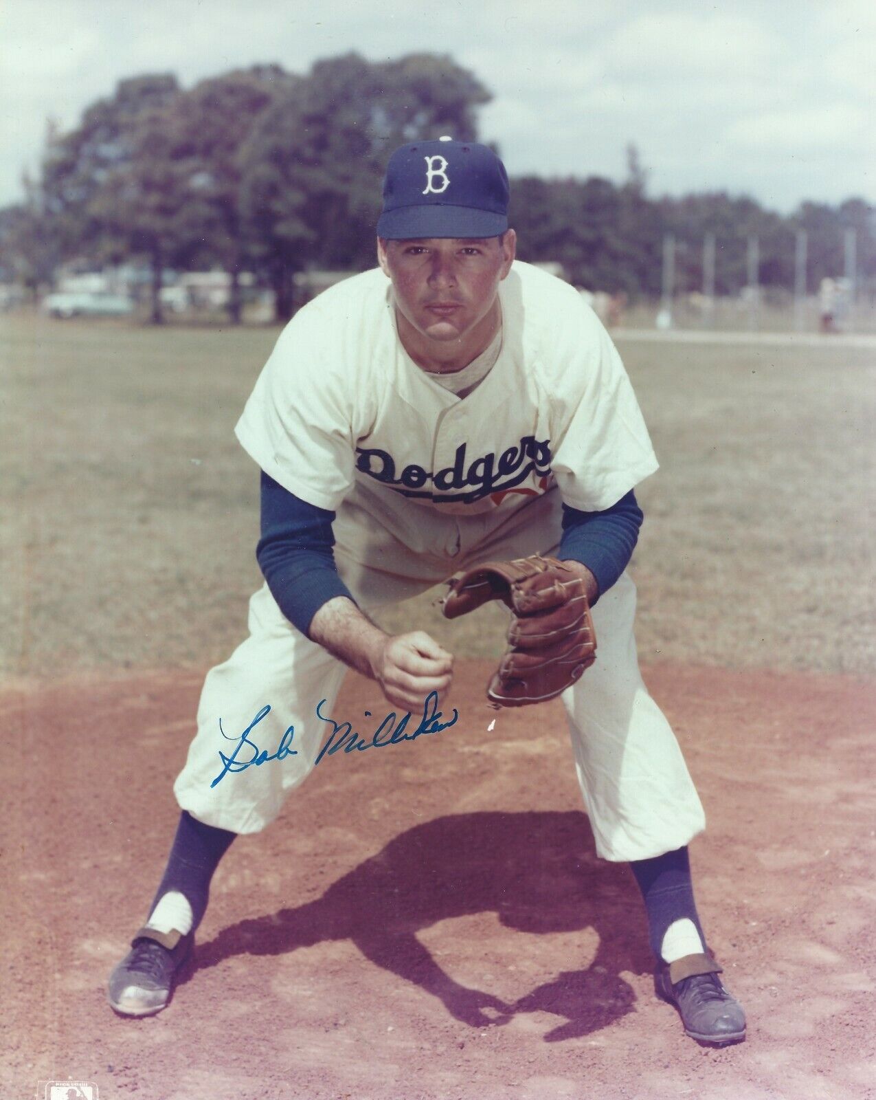 Signed 8x10 BOB MILLIKEN Brooklyn Dodgers Autographed Photo Poster painting - COA