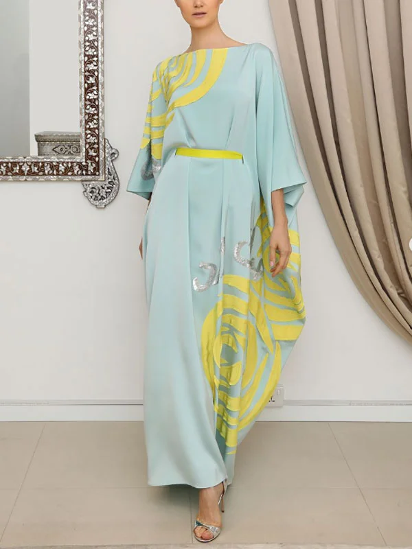retro lace-up printed ladies' robe