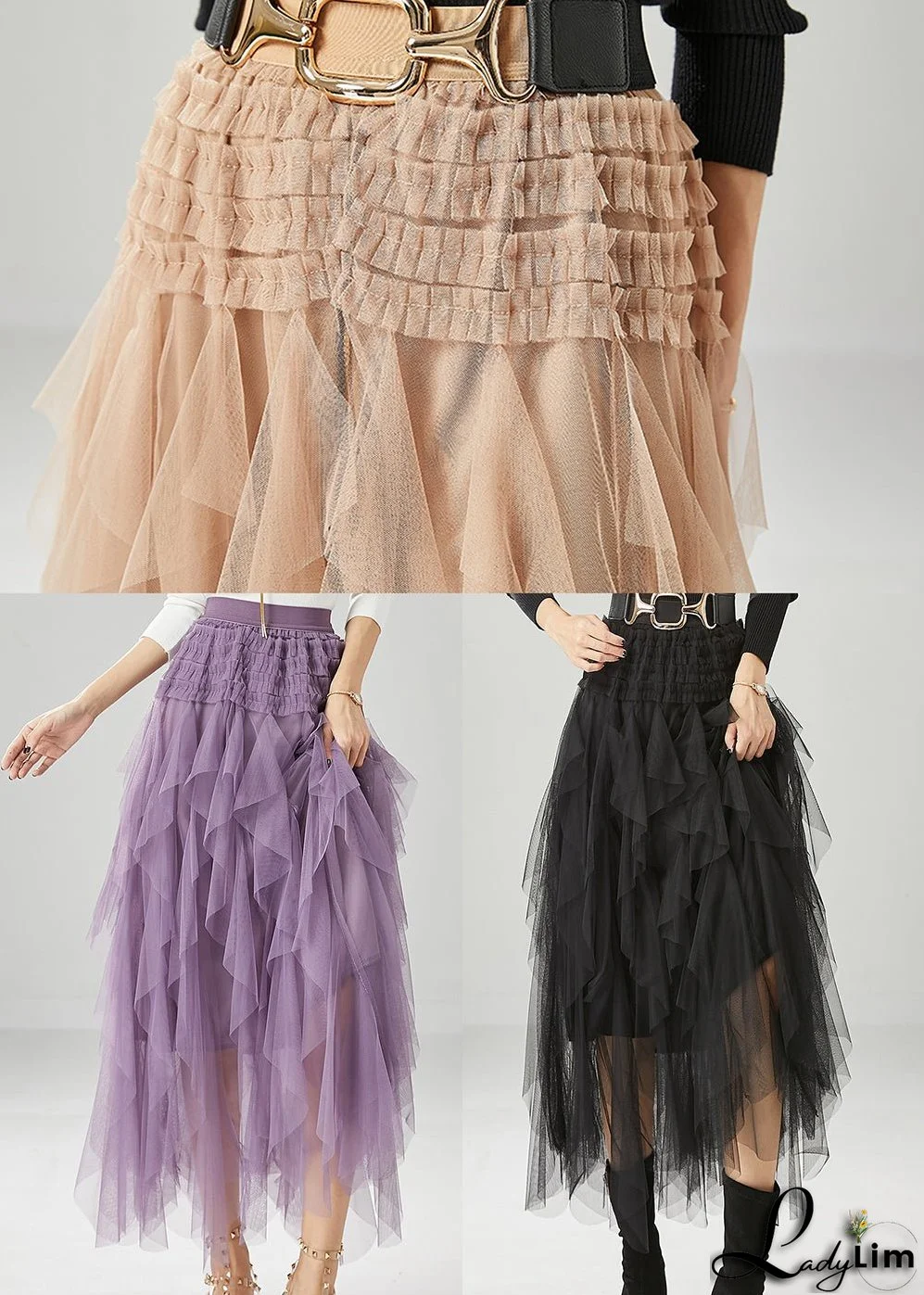 Boutique Purple High Waist Tulle Skirt Summer