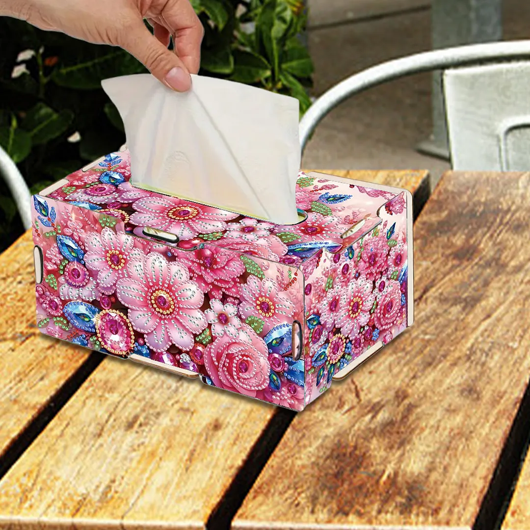 Flower DIY Diamond Art Paper Towel Holder for Home and Office Decoration