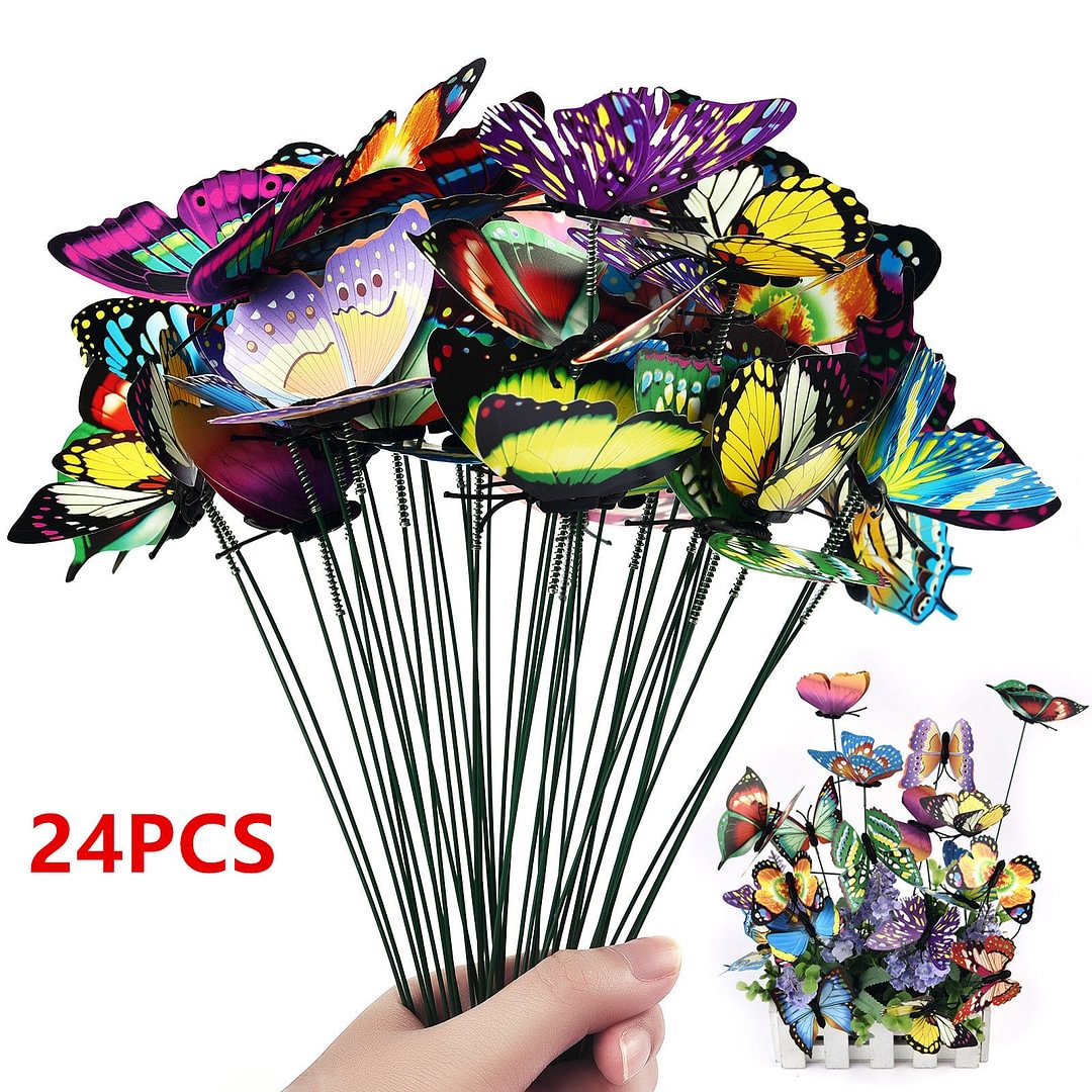 Butterflies Garden Yard Planter Colorful Whimsical Butterfly Stakes Decoracion Outdoor Decor Flower Pots Decoration