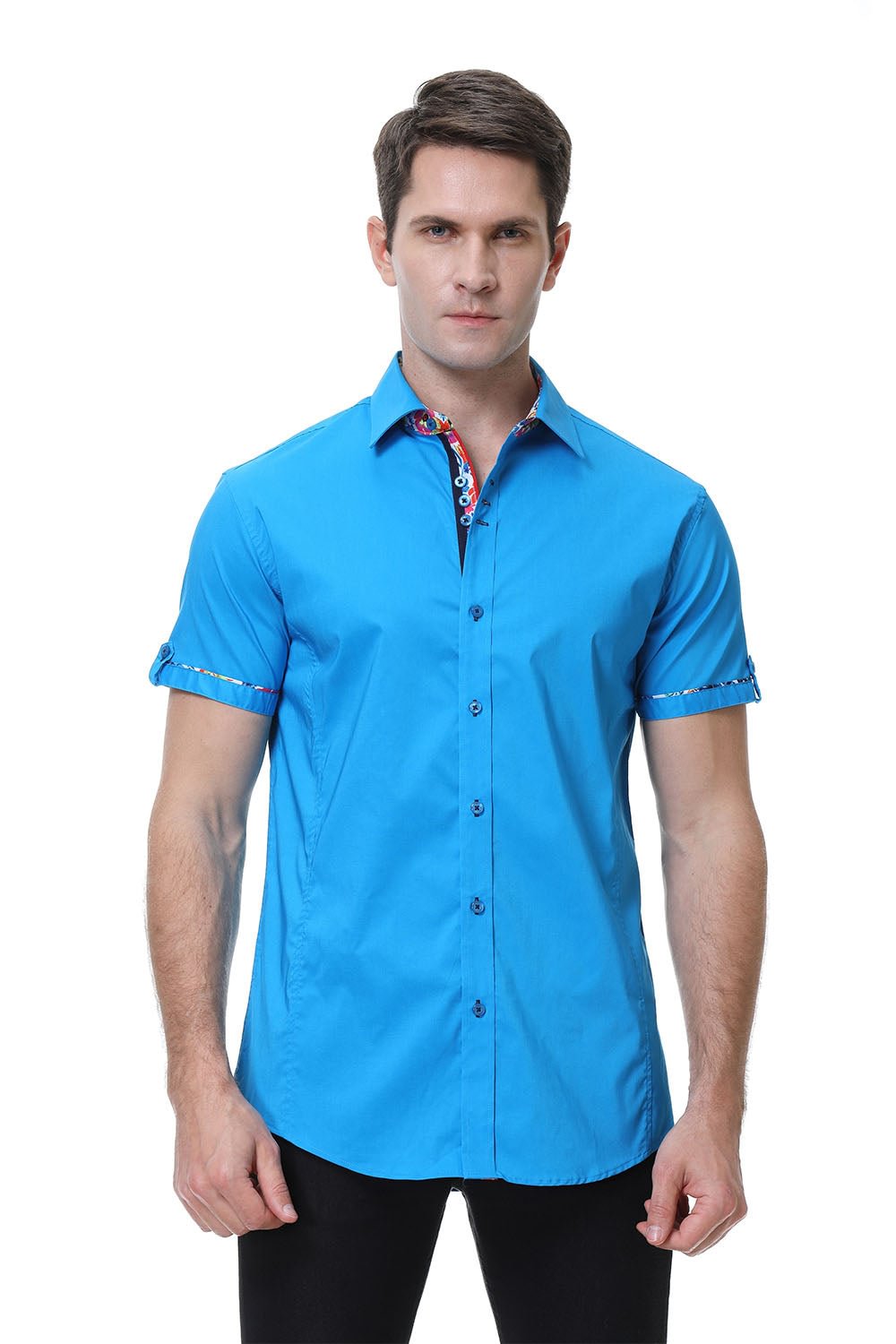 Men's TC Stretch Shirt Royal Blue Alex Vando Fashion