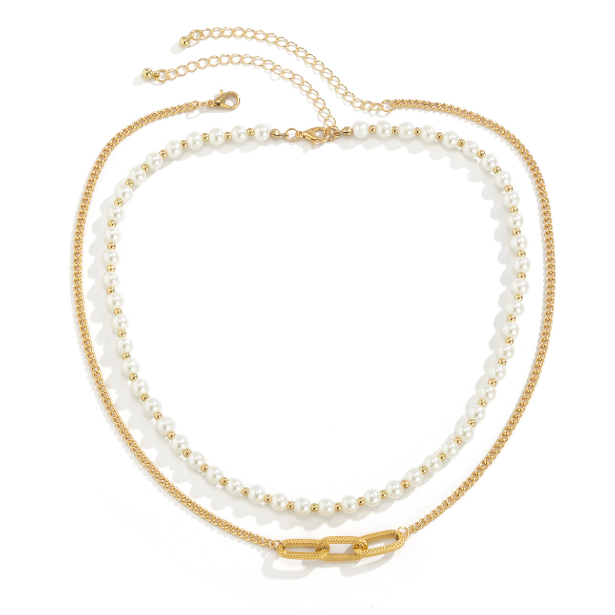 Men's Fashion Lock Pendant Clavicle Chain Double Layer Necklace