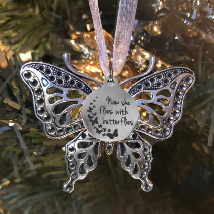 Memorial Ornament Butterfly -Now She Flies With Butterflies