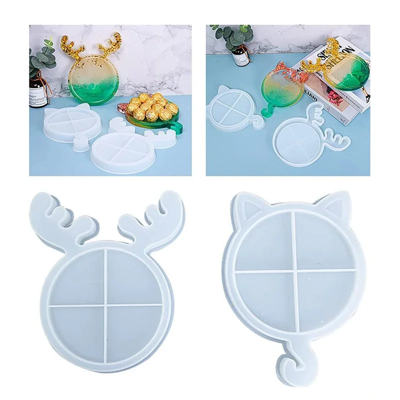 Christmas Deer/Cat Tray Epoxy Resin Mold