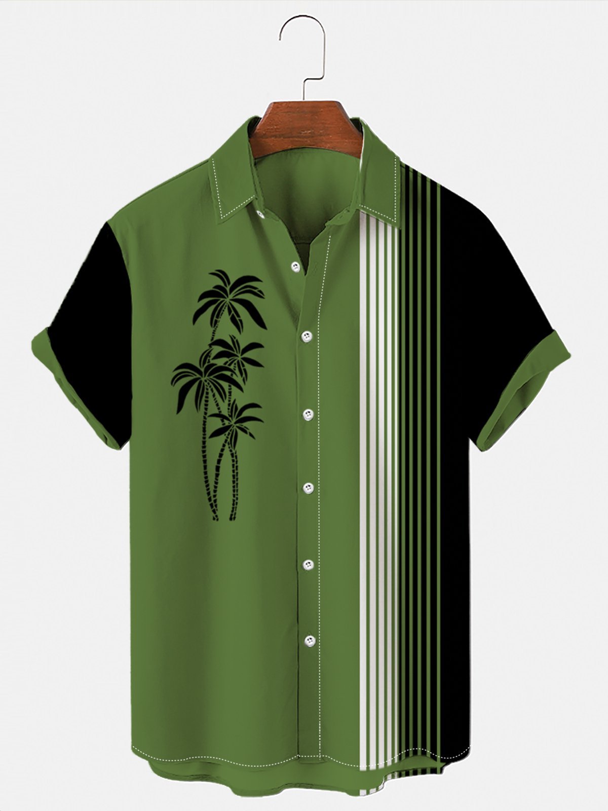 Summer New Coconut Tree Hawaii Camping Forest Beach Party Surfing Comfortable Everyday Men's Shirt PLUSCLOTHESMAN