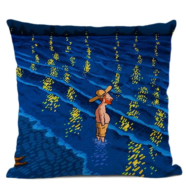 Linen Pillow Case - Oil Painting Van Gogh Self Portrait