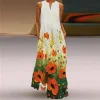 Women's Sleeveless Summer Floral Print Maxi Dress