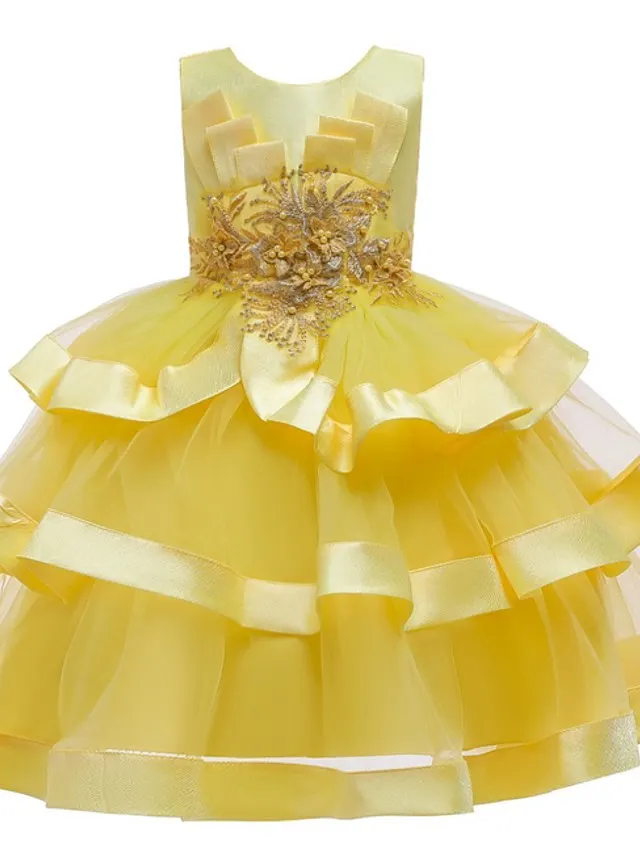 Gorgeous Sleeveless Jewel Neck Flower Girl Dresses with Lace Tulle and Bows Belt and Bow main image 1