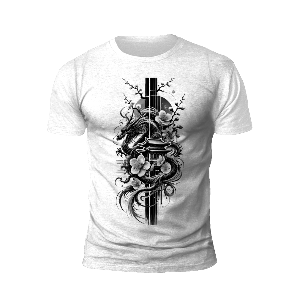 Melodic Dragon: A Symphony in Ink T-shirt
