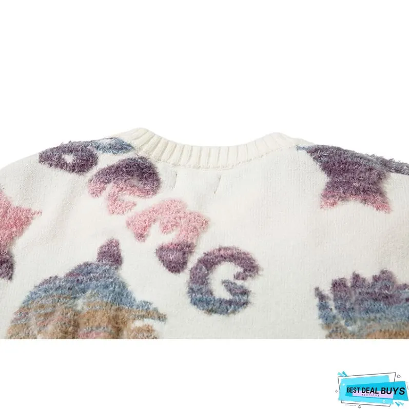 Colorful Dinosaur Jacquard Pullover