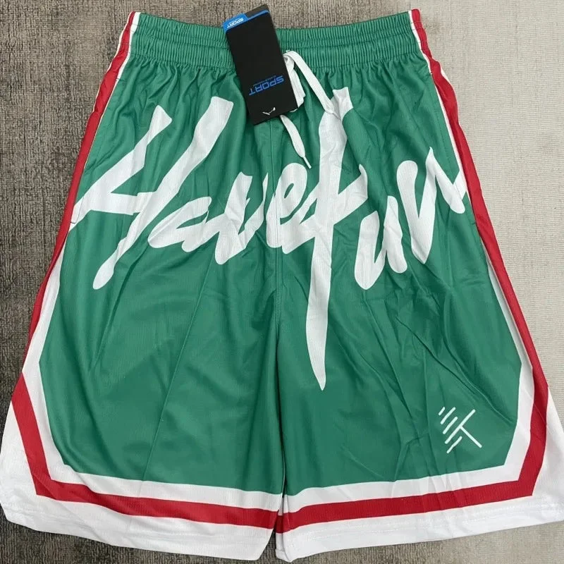 Aonga 90s Streetwear American New Letter Printed Baggy Shorts Y2K Fashion Casual Basketball Pants Breathable Quick-drying Sweatpants Men And Women 0520 aonga