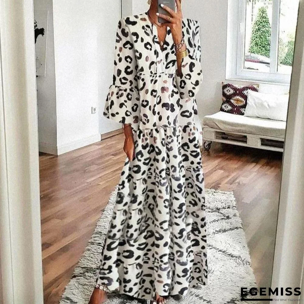 Leopard Print Dress Bohemian Style Dress | EGEMISS