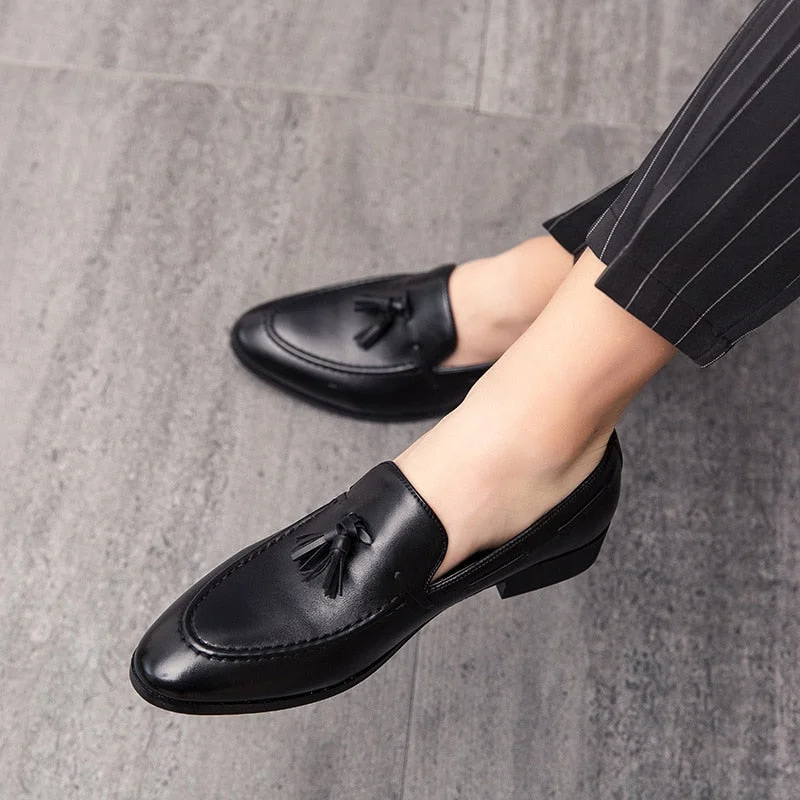 Mens Tassel Shoes Leather Italian Formal Dress Office Footwear Luxury Brand Fashion Elegant Oxford Shoes For Men