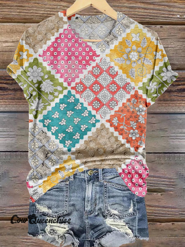 Vintage Floral Print T-shirt Multicolor / S