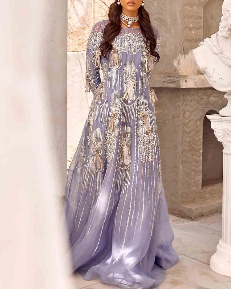 sequin pattern beaded dress