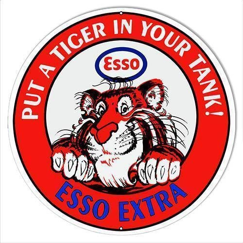 Esso extra mettez un tigre dans votre réservoir - enseigne ronde en étain - 30*30cm