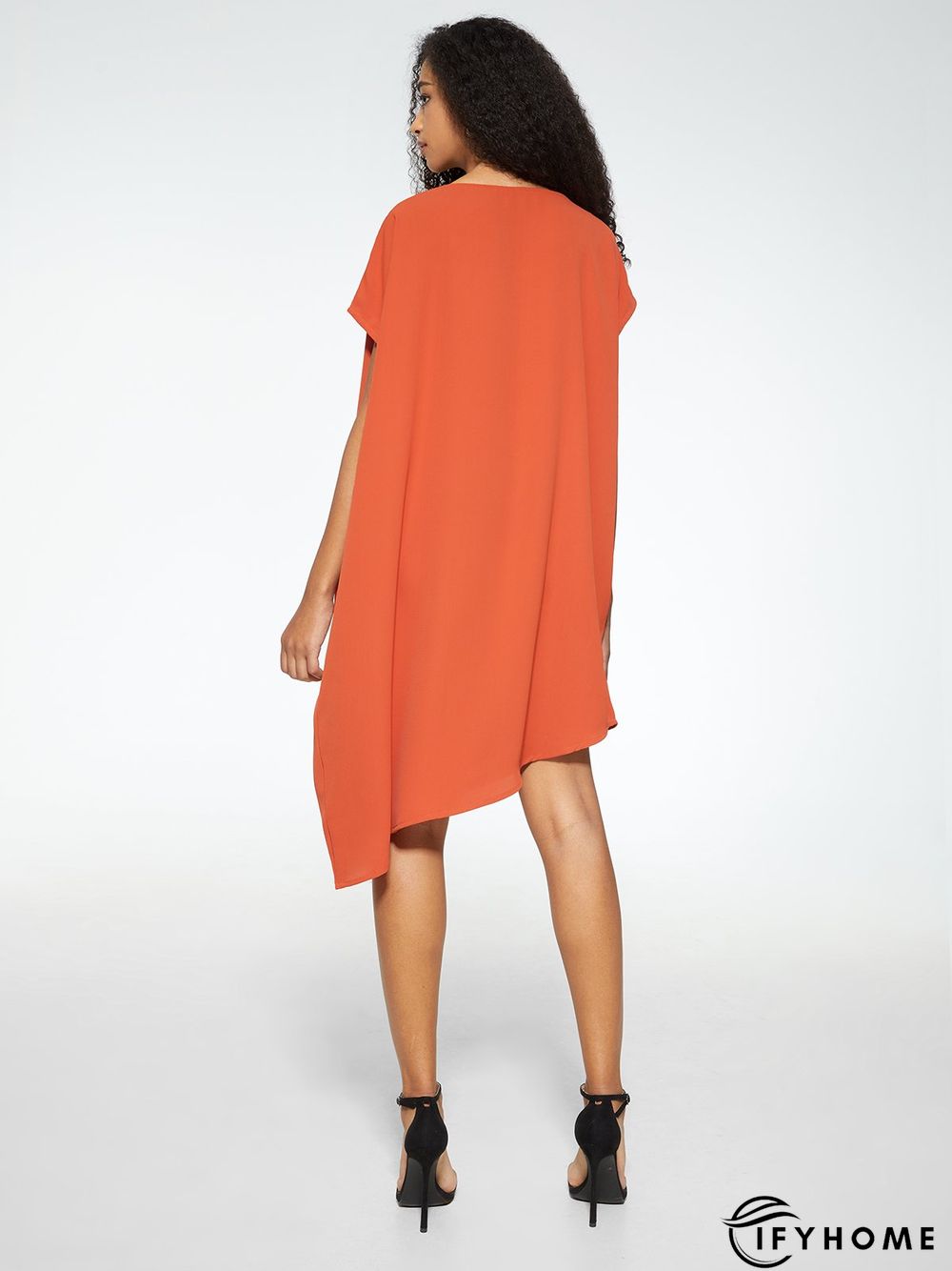 Simple Loosen Solid Cap Sleeve Knee Dress | IFYHOME