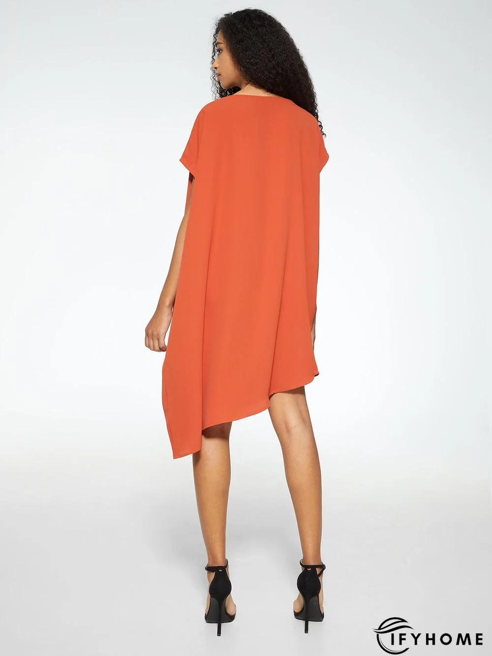 Simple Loosen Solid Cap Sleeve Knee Dress | IFYHOME