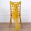 1 Set Mustard Yellow Chiffon Hoods With Ruffles Willow Chair Sashes