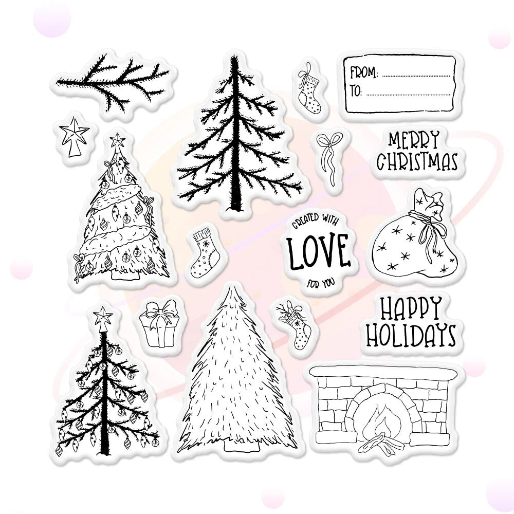 Christmas Tree Gifts Metal Cutting Dies and Stamp Template for DIY Scrapbooking Photo Album Craft Paper Card Making Decorative