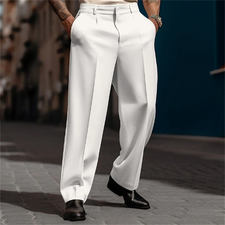 Business One Button Slant Pocket Solid Suit Pants