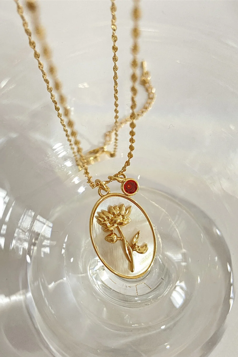 Back to school Flower Shell Pendant Copper Necklace