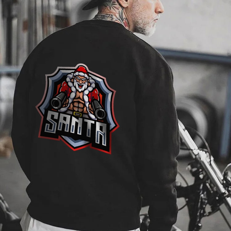Gun-toting Muscle Santa Christmas Winter Warm Sweatshirt