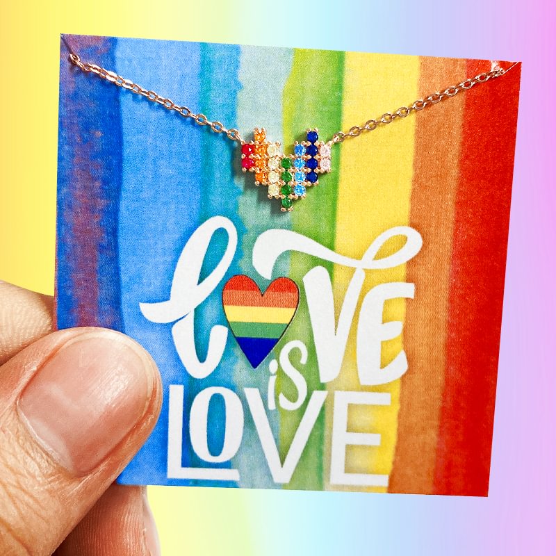Love is Love Rainbow Necklace LGBT Gift Sentimental Gift for Her Gay Lesbian Bisexual Bi Transgender