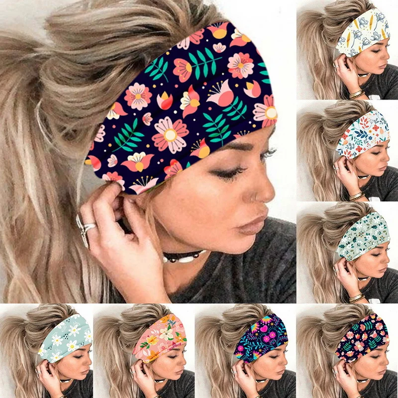 Sdrawing Sdrawing Printed Headwear Women's Headcarripe Sports Headband Fashion Wide-Border Yoga Headbands Breathable Soft Hair