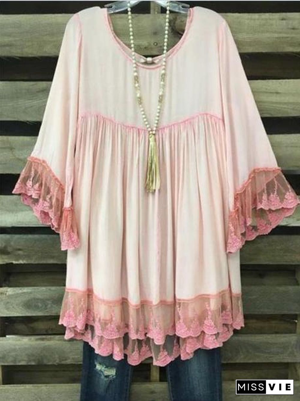 Women's Scoop-Neck Lace Tops