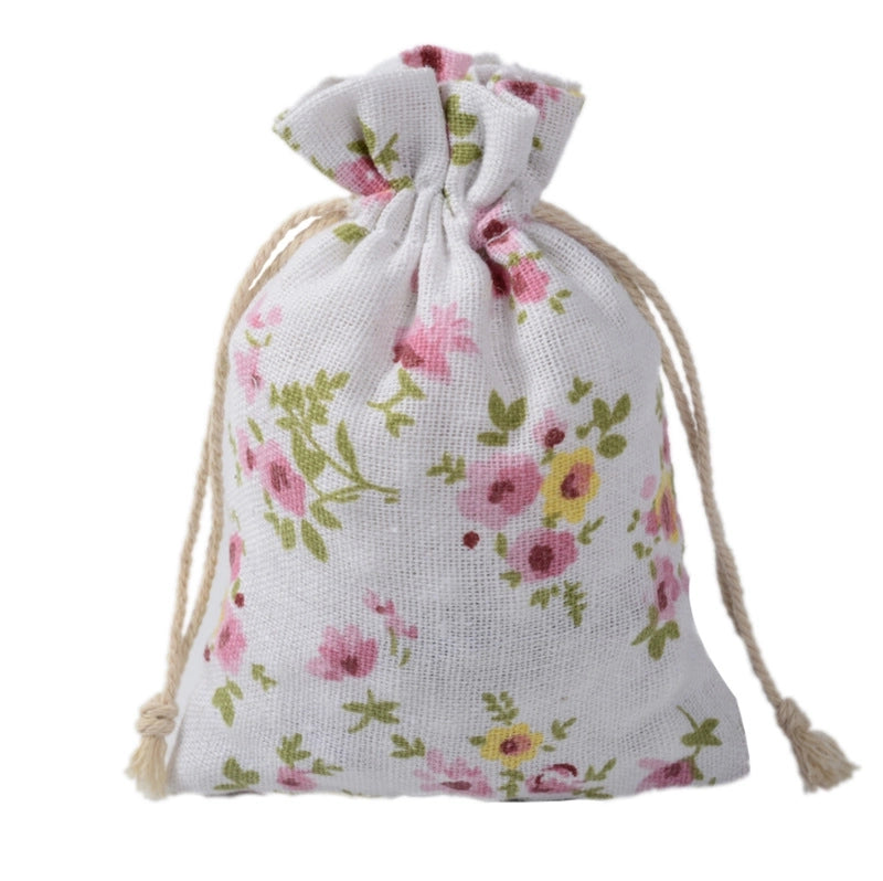 Printed Cotton Bag Cotton And Linen Drawstring Cloth Bag Mosquito Repellent Packaging Bag Jewelry Gift Storage Pastoral Style Small Bag