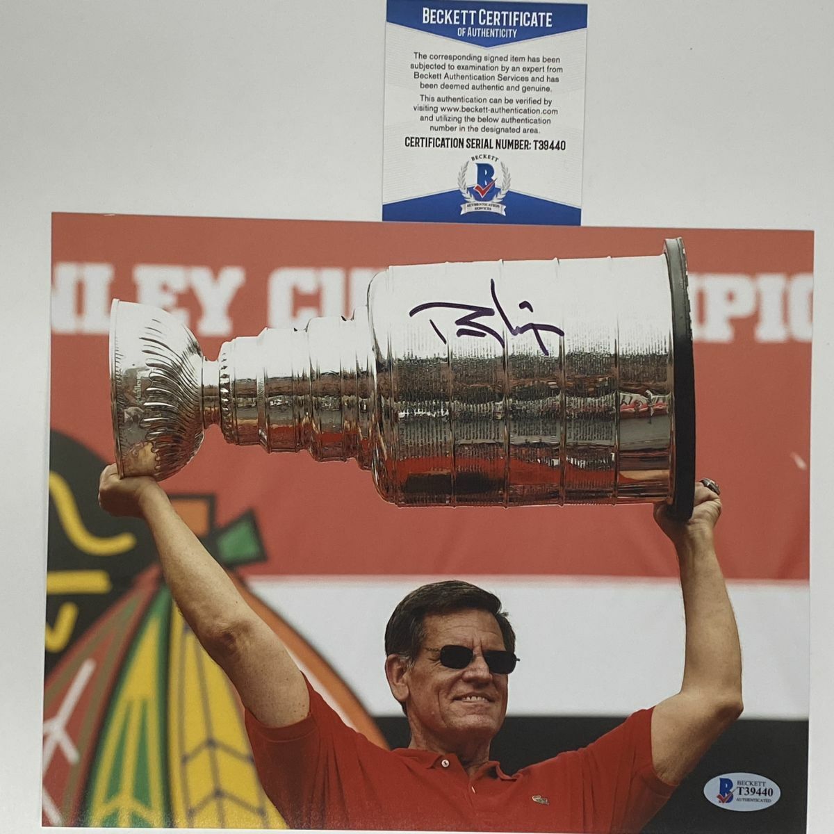 Autographed/Signed ROCKY WIRTZ Chicago Blackhawks 8x10 Hockey Photo Poster painting Beckett COA