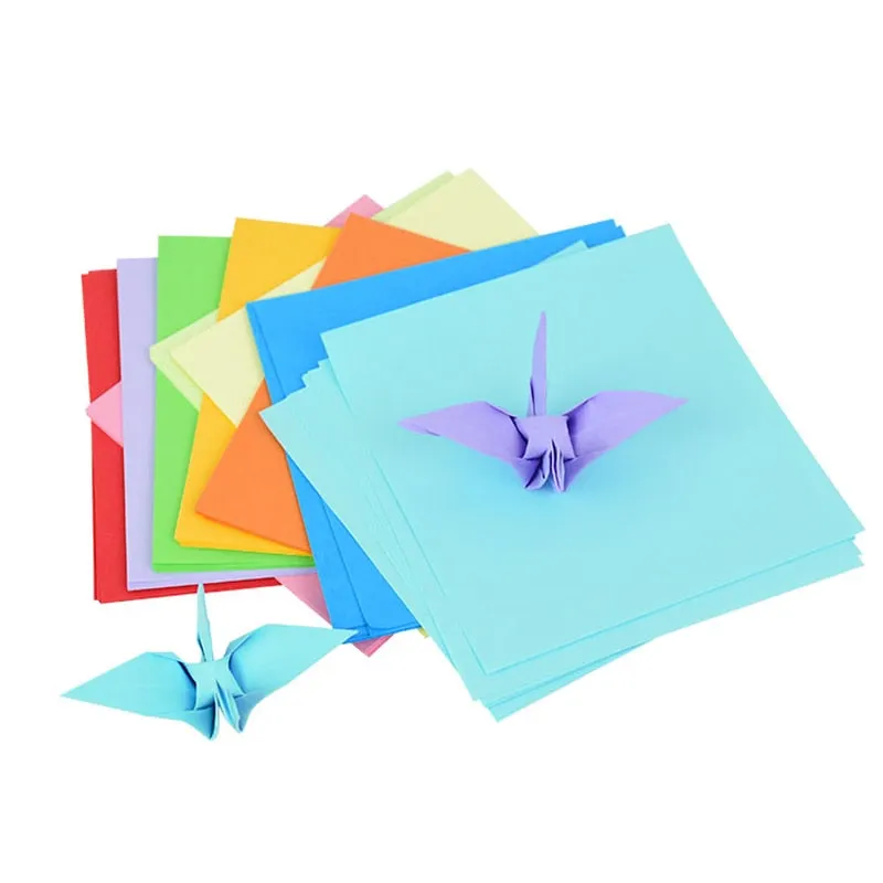 100pcs Square Origami Paper Double Sides Solid Color Folding Paper Multicolor Kids Handmade DIY Scrapbooking Craft Decor
