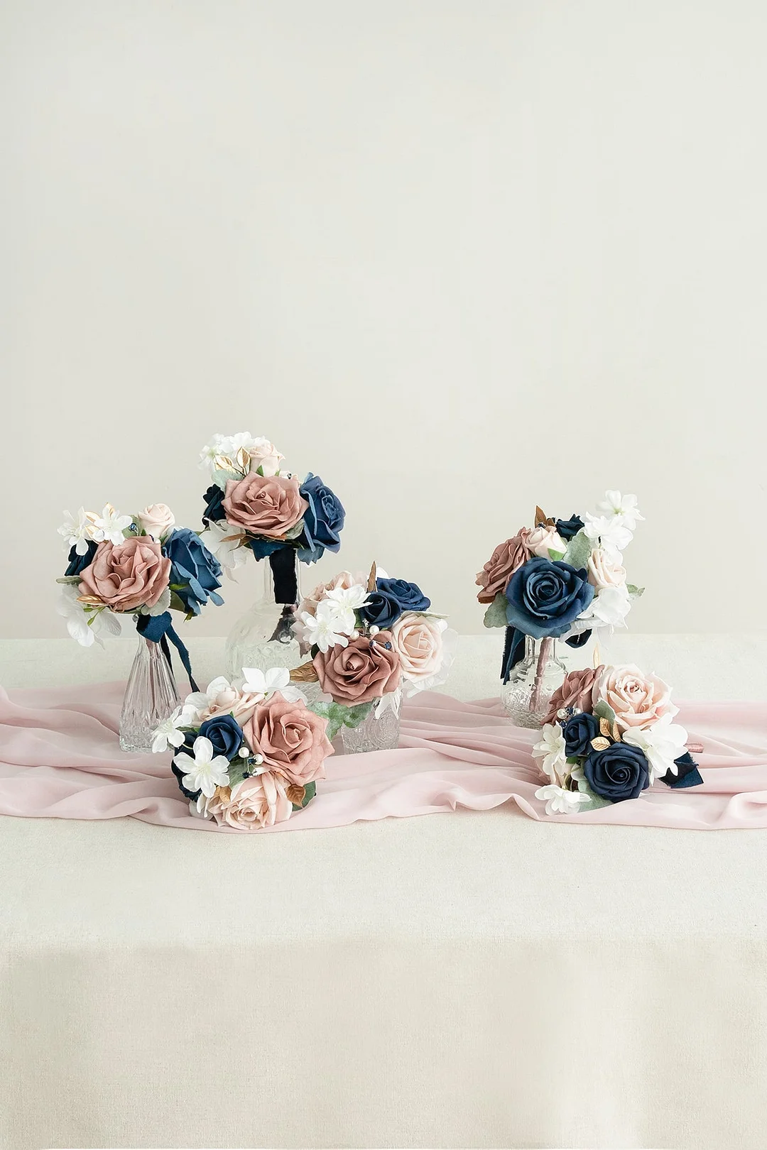 Mini Bouquet Centerpiece Set in Dusty Rose & Navy
