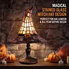Resin Stained Glass Witch Hat Lamp USB Powered Gothic Wizard Hats Night Light Halloween Home Decor Accent Lamps for Home Office Dormitory Bar Decorate