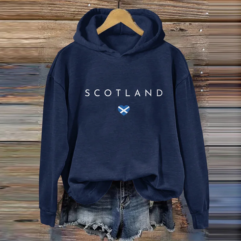 Women's Scotland Print Casual Hoodie