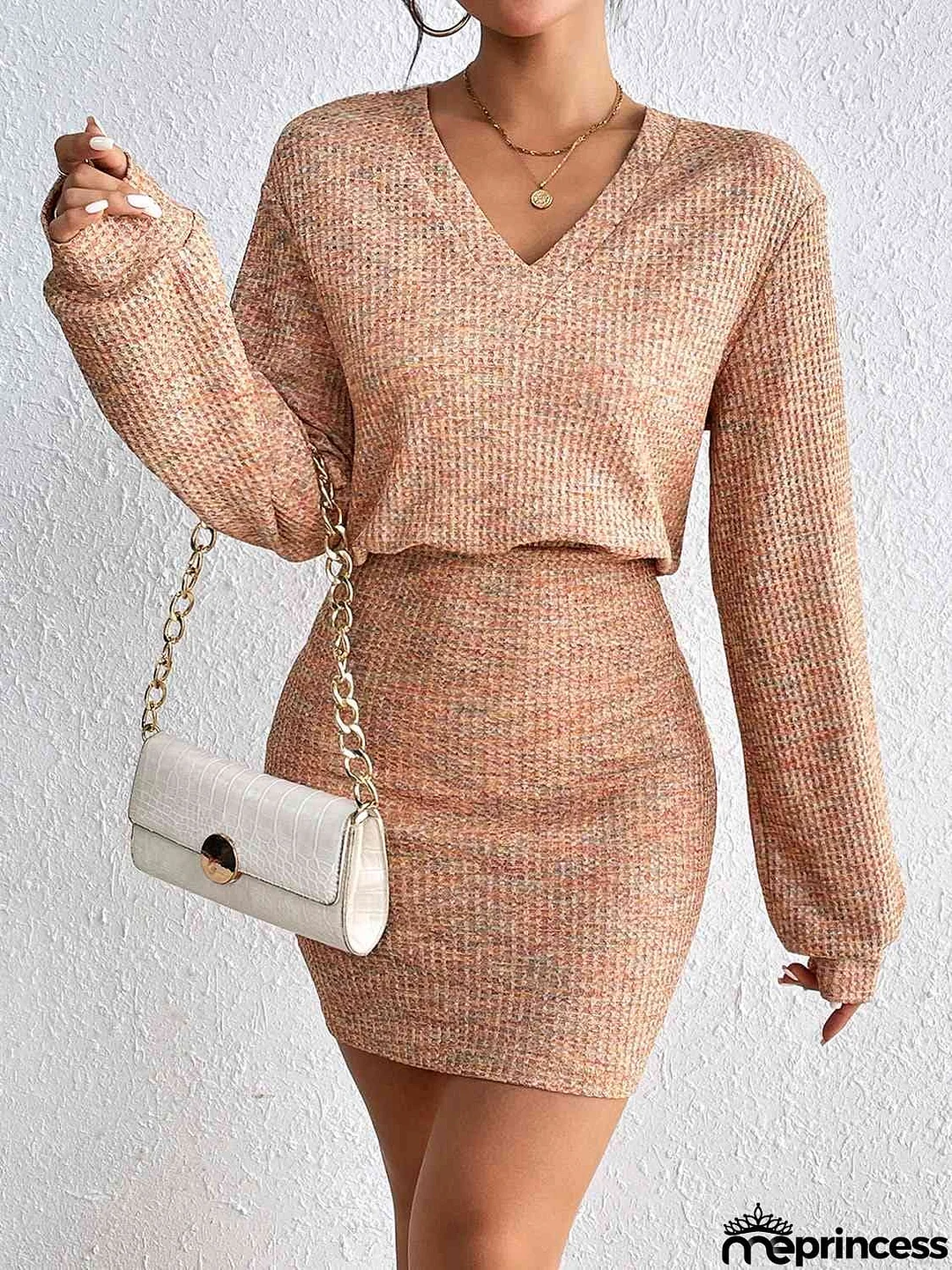 Lace Detail V-Neck Mini Dress