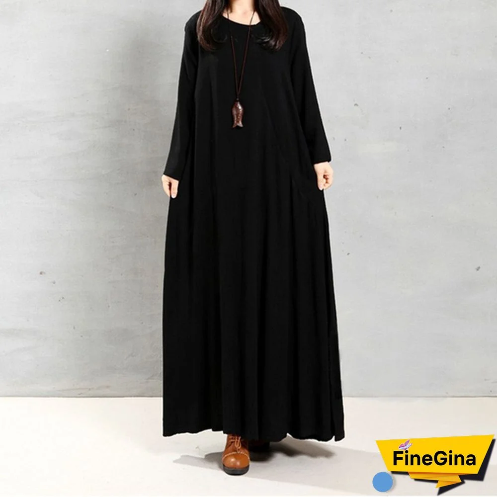 Zanzea Women Autumn Winter Kaftan Caftan Abaya Flare Plus Size Maxi Dress Maxi Dress