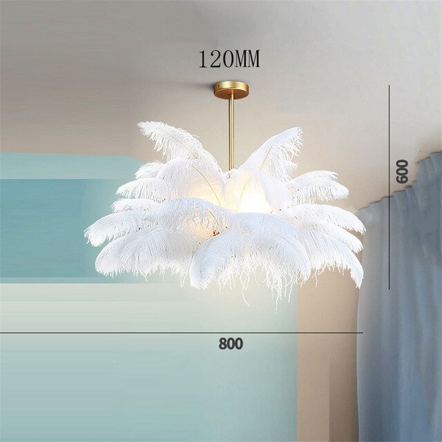 Nordic Luxury Feather Led Chandelier Creative Wedding Photo Studio Romantic Warm Chandelier Bedroom Living Room Indoor Lighting