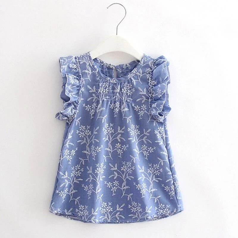 Toddler Baby Summer Dress Girls Sleeveless Flower Print Kids Dresses Cotton Children Princess Dress for Girl Birthday Party