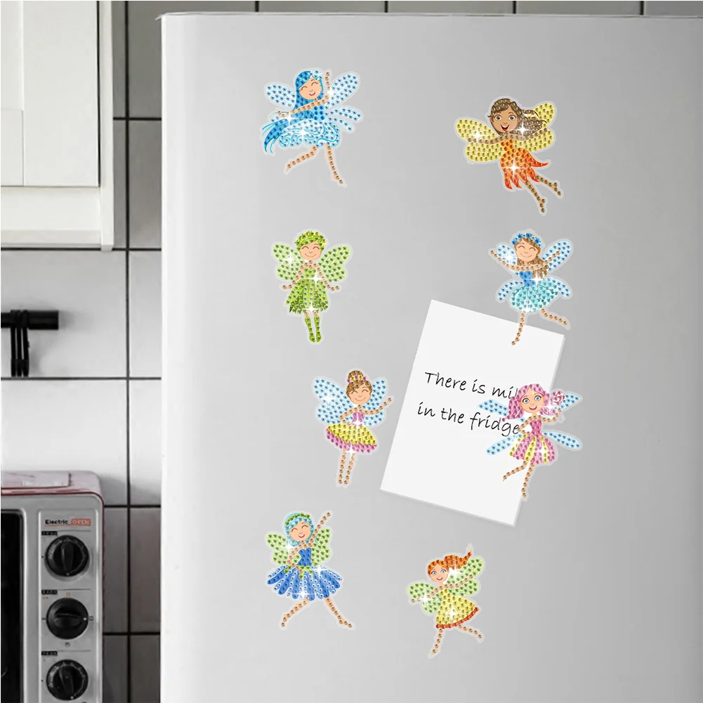 8Pcs Little Fairy Special Shaped Diamond Painting Fridge Magnet Fridge Stickers