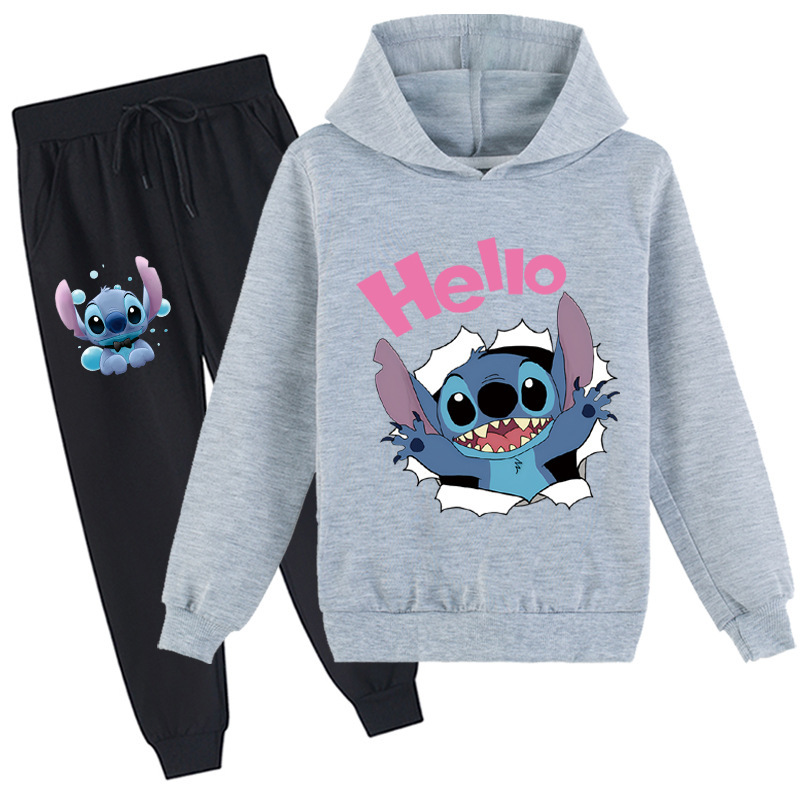 Mayoulove Stitch Zipper Jacket and Trouser Set - Cute and Comfortable Children's Clothing for Fans of Lilo and Stitch - Perfect for Boys and Girls Aged 3-10-Mayoulove