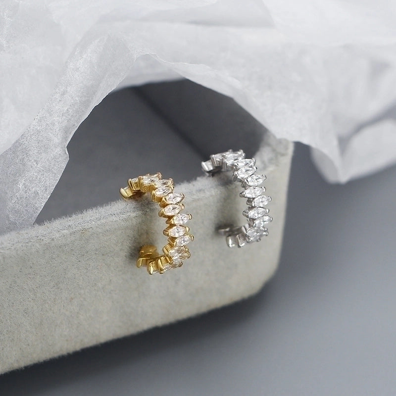 1 Piece 925 Sterling Silver Zircon Horse Eye Ear Cuffs