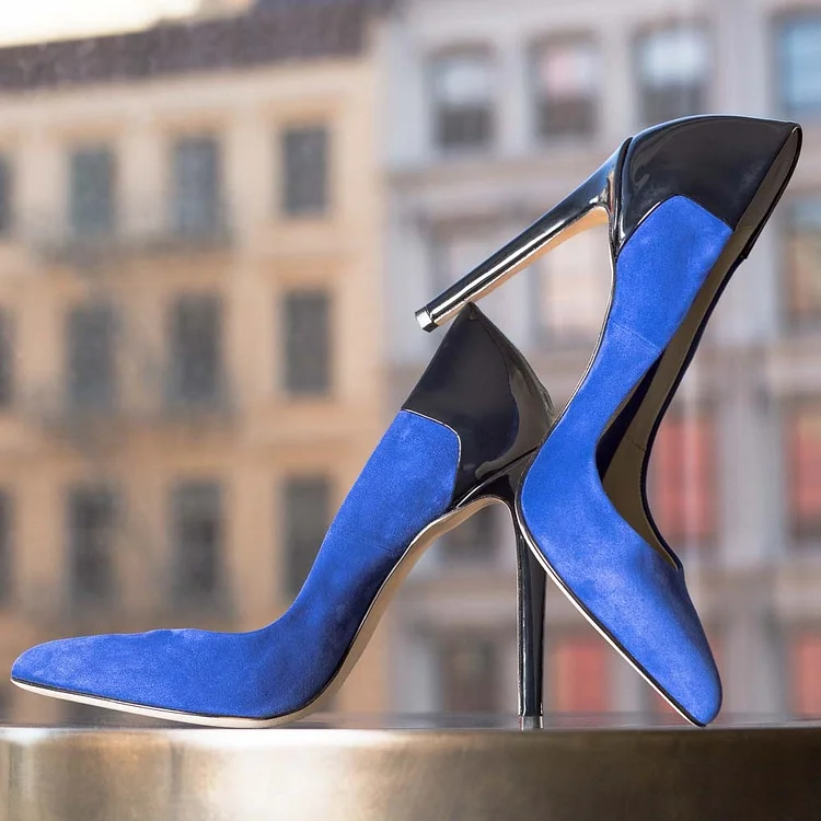 Royal Blue Pointy Toe Stiletto Heels Pumps |FSJ Shoes